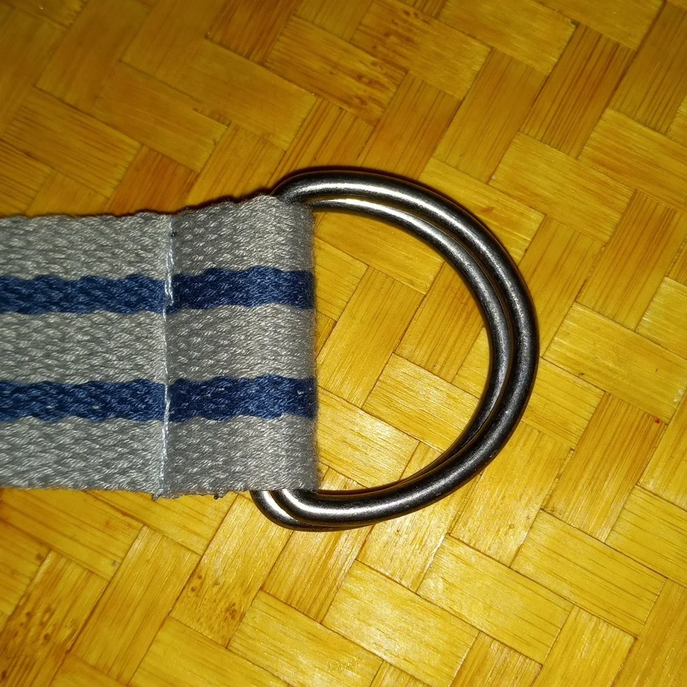 Wenzhou Ouyuan Co. Ltd. Nautical Gray and Blue Striped Men's Belt Sz. 40